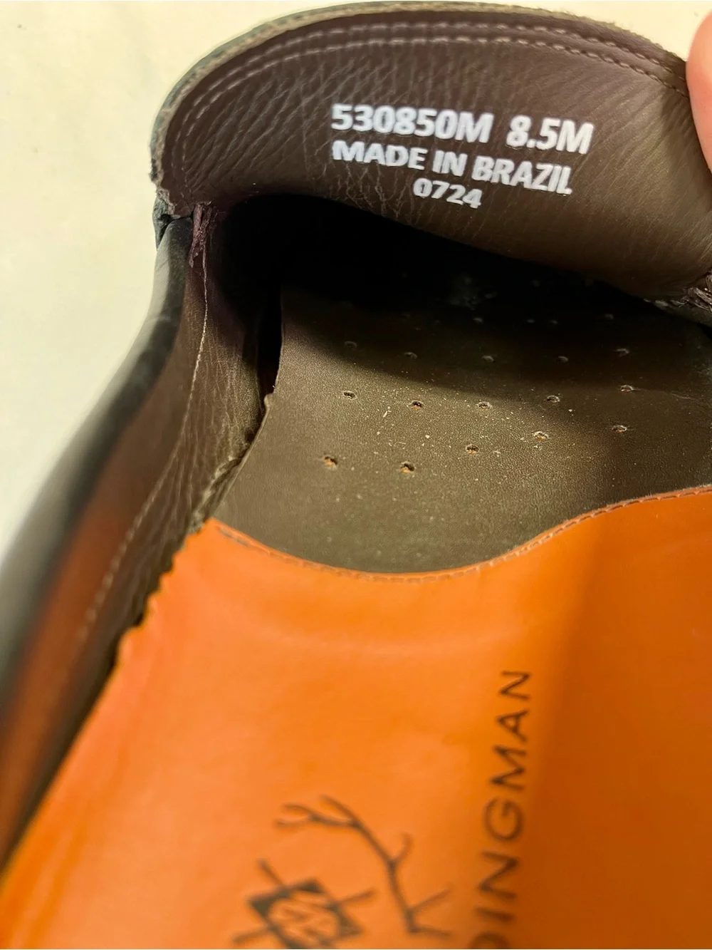 Martin Dingman Black Bermuda Saddle Leather Penny Loafers Shoes Orange Insoles